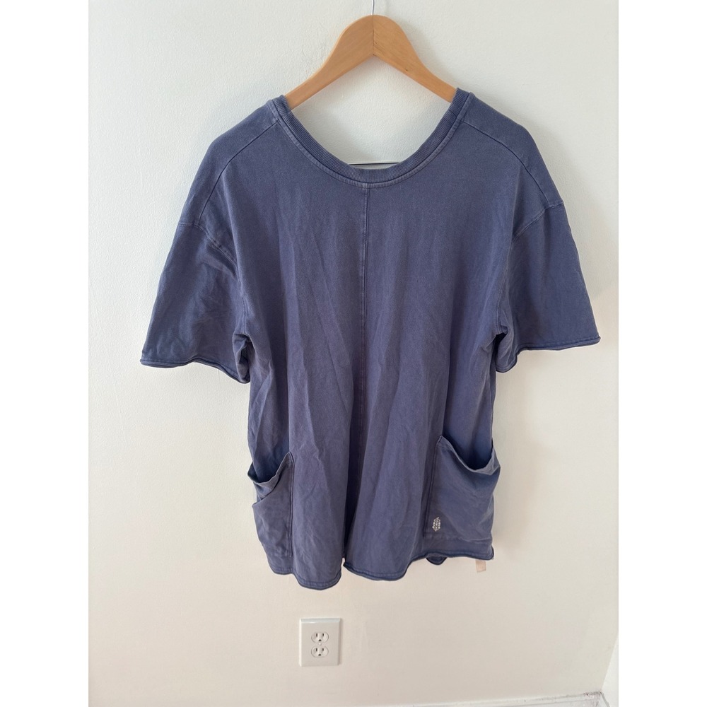 Free People FP Movement Hot Shot Reversible Tee Navy Blue XS Oversized Pockets